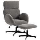 Poltrona Girevole 71x70x100-108 cm con Poggiapiedi con Poggiatesta Regolabile Funzione Dondolo in Velluto Grigio      