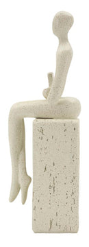 Statuetta Single Stons 8,5x6,5x24 cm in Resina Crema      