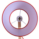 Lampada da Tavolo con Braccio Regolabile in Rovere e Paralume Rosso 