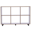 Libreria a 6 Scomparti Aperti con Rotelle in Legno Bianco 120x30x80 cm 