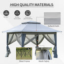 Gazebo da Giardino 3,64x3,64x2,94m in Acciaio e Tessuto Oxford Grigio