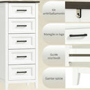 Cassettiera 45x35x106 cm con 5 Cassetti in MDF Bianco e Marrone      