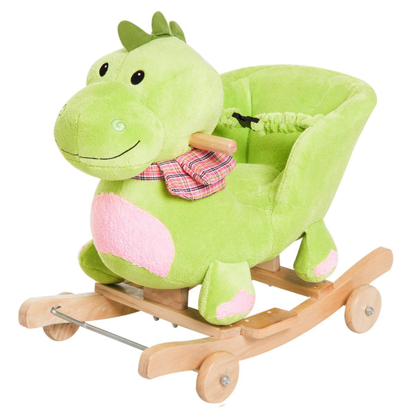 Cavallo a Dondolo per Bambini in Legno e Peluche Drago Verde prezzo