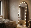 Specchio da Terra LED Hollywood Arco 70x6x170 cm in Alluminio e Specchio Oro      