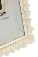 Cornice Light Leaf 21,3x1,7x26,5 cm in Resina e Vetro Crema      