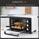 Fornetto Elettrico 1400W 16L 3 Metodi di Cottura e Timer Bianco  