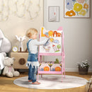 Lavagna Bianca e Nera per Bambini con Cavalletto e Cestini Contenitori 53,5x49x113 cm in Legno Rosa