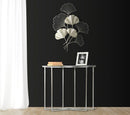 Console Oslo 100x40x80 cm in Ferro e Vetro Argento e Nero