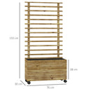 Fioriera Verticale 76x30x155 cm con 4 Ruote e Traliccio per Piante Rampicanti in Legno      