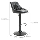 Set 2 Sgabelli da Bar 46,5x48x84,5-106,5 cm in Similpelle Nero