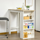 Tavolo da Bar con 3 Mensole e Barre Protettive 112x57x106 cm in Acciaio e Truciolato Bianco