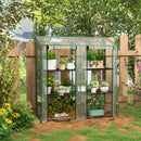 Serra da Giardino 143x46x151 cm con 6 Mensole e 2 Porte Avvolgibili Copertura in PE Trasparente      