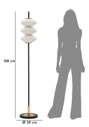 Lampada da Terra Vintage Ø30x168 cm in Ferro e Vetro Oro e Nero e Bianco      