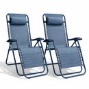 Set 2 Sedie Sdraio a Gravità Zero Sedia da Giardino Relax Pieghevole Salvaspazio Blu Scuro     