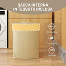 Cesto Portabiancheria Angolare 35x35x60 cm con Sacco Estraibile da 55L e Coperchio Removibile in Bambù      