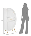 Mobiletto 2 Ante Venus 60x32x133 cm in MDF e Ferro Bianco e Oro      