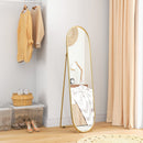 Specchio da Terra Ovale con Supporto 40x41x159 cm in Vetro e Metallo Oro