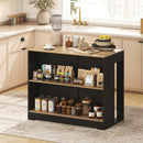 Tavolo Bancone Bar 113x60x90 cm Isola da Cucina con 3 Ripiani per Soggiorno e Salotto in Truciolato Nero e Legno      