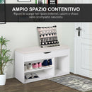 Panca Scarpiera 80x30x47 cm Salvaspazio con Sedile Imbottito Ribaltabile da Ingresso in Legno Bianco      