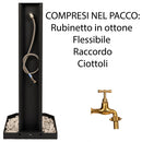 Fontana da Giardino con Rubinetto in Ottone e Base con Ciottoli 40x40x100 cm in Acciaio Bianco
