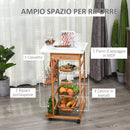 Carrello da Cucina 1 Cassetto 4 Cestelli 47x37x83 cm in Legno Marrone