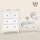 Cassettiera con 4 Cassetti 74x35x97 cm Stile Contemporaneo Rivestimento in Melamina Bianco  