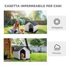 Casetta per Cani Piccoli e Mini da Esterno 62x61x60 cm Impermeabile in Plastica con Finestra Grigio      
