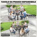 Tavolo da Giardino a Doghe Allungabile 80-160x80x75 cm per 4-6 Persone in Alluminio Nero      