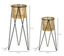 Porta Vasi Drak Coppia 21x20x46 cm - 18x18x32 cm in Ferro Nero e Oro      