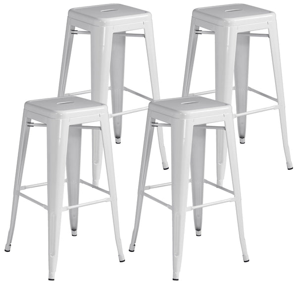 sconto Set 4 Sgabelli Impilabili 44x44x77 cm in Lamiera Galvanizzata Avorio