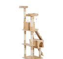 Albero Tiragraffi per Gatti con Due Cucce in Peluche e Sisal Crema 50x50x170 cm 