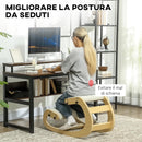 Sedia Inginocchiatoio Regolabile in 6 Posizioni 55x85x55 cm in Tessuto Effetto Lino e Legno di Betulla Crema      