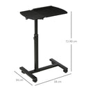 Tavolino Porta PC 58x34x72-90 cm con Ruote in Truciolato e Metallo Nero