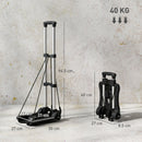 Carrello Portapacchi Pieghevole 40kg Maniglia Telescopica in Alluminio e Plastica Nero      