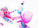 Bicicletta per Bambina 16" 2 Freni con Cestino e Borse Laterali Rosa e Bianca