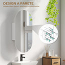 Specchio da Bagno Ovale 45x13,5x 90 cm con Armadietto in MDF Bianco 