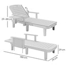 Set 2 Sdraio da Giardino Regolabili 79x158x88 cm con Tavolino e Braccioli in Polipropilene Bianco      