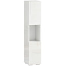 Mobile Multimediale Slim 27x30x132 cm a 5 Ripiani con Ripiani Regolabili Bianco      