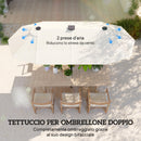 Ombrellone Doppio 292x150x220 cm con Luci LED e Manovella in Poliestere e Acciaio Beige      