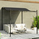 Pergola da Giardino 2,5 x 3 m Montata a Parete Impermeabile Struttura in Metallo Fori di Drenaggio Grigio Scuro      
