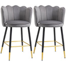 Set 2 Sgabelli 59x52x90 cm in Tessuto Poliestere Vellutato Grigio