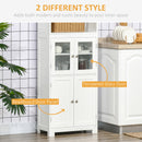 Mobile Dispensa con 2 Ripiani Aperti e 2 Armadietti con Ante 60x30x162 cm in MDF e Vetro Bianco
