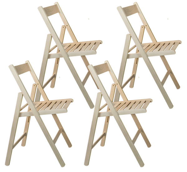 sconto Set 4 Sedie Pieghevole 47,5x42,5x45/79 cm in Legno di Faggio FSC Grezza