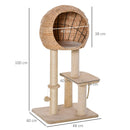 Albero Tiragraffi per Gatti 48x40x100 cm con Cuccia in Peluche Beige