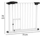Cancelletto per Bambini Click-Clack 75x78 cm con Porta per Animali Domestici in Metallo Bianco      