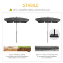 Ombrellone da Giardino 2x1.25 m Palo Ø28 mm in Alluminio Inclinabile Grigio Scuro 