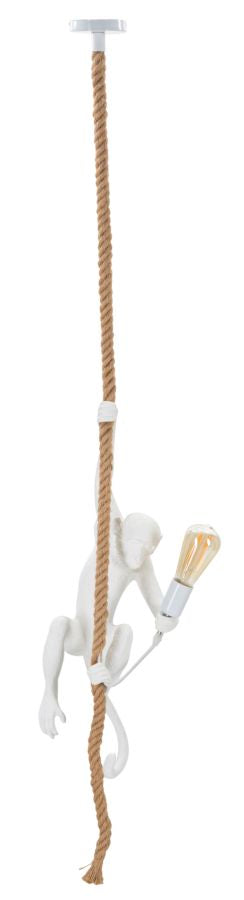 sconto Lampadario Monkey Bianco 27x32x60 cm in Resina Bianco e Marrone
