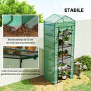 Serra per Piante a 5 Livelli 69x49x193 cm con Porta a Zip in Acciaio e PE Verde      