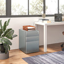 Cassettiera da Ufficio 3 Cassetti con Serratura e Ruote 39x48x59 cm in Acciaio Grigio 
