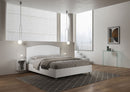 Letto Matrimoniale con Rete e Contenitore Alzata Comoda Struttura Bianco Frassico e Testata in Similpelle Antilia Bianco Varie Misure